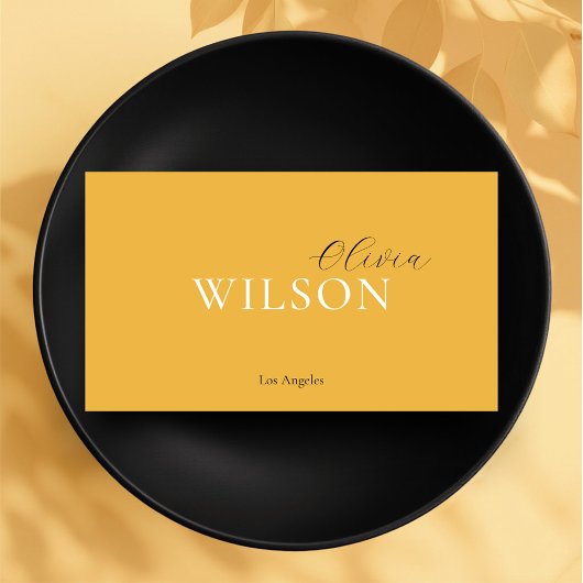 ミニマリストスクリプトタイポグラフィマスタードイエロー 名刺