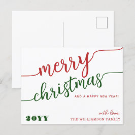 ミニマリストスクリプトタイポグラフィメリークリスマスシック シーズンポストカード