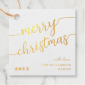 ミニマリストスクリプトタイポグラフィメリークリスマスシック フェイバータグ (正面)