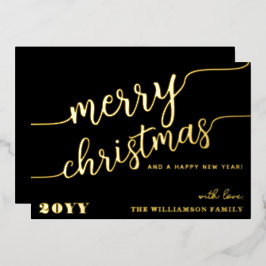 ミニマリストスクリプトタイポグラフィメリークリスマスシック 箔シーズンカード