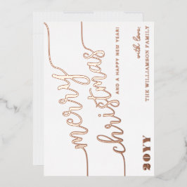 ミニマリストスクリプトタイポグラフィメリークリスマスシック 箔シーズンカード