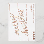 ミニマリストスクリプトタイポグラフィメリークリスマスシック 箔シーズンカード (正面)