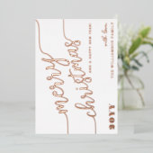 ミニマリストスクリプトタイポグラフィメリークリスマスシック 箔シーズンカード (立ち正面)