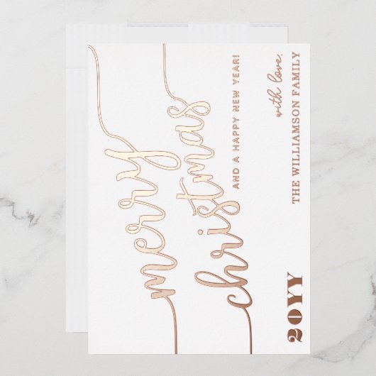 ミニマリストスクリプトタイポグラフィメリークリスマスシック 箔シーズンカード (封筒)