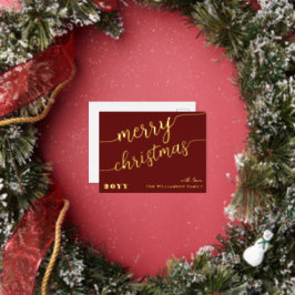 ミニマリストスクリプトタイポグラフィメリークリスマスシック 箔シーズンポストカード