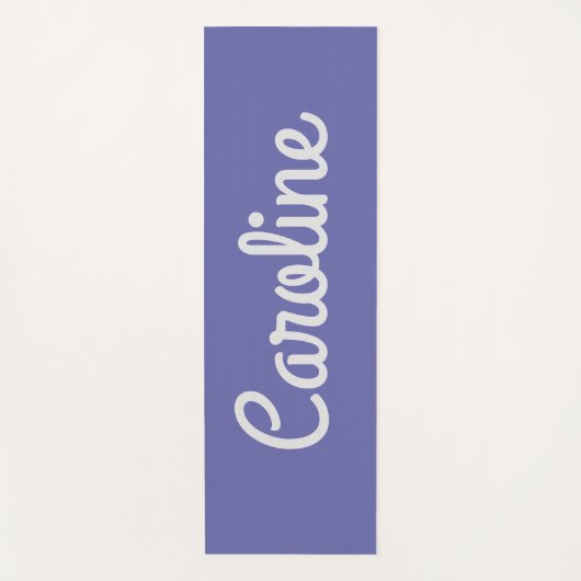 ミニマリストスクリプトタイポグラフィ名前をカスタムする紫 ヨガマット (正面)