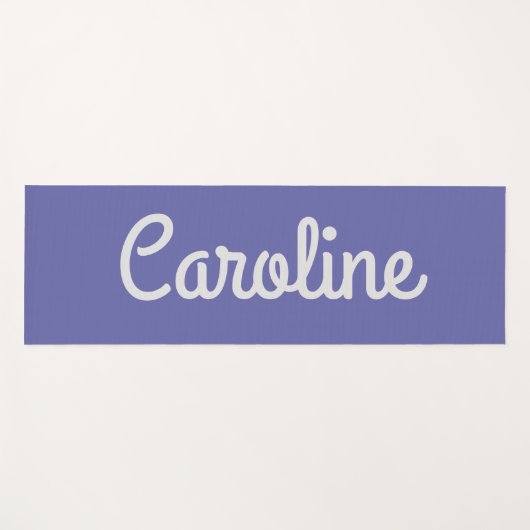 ミニマリストスクリプトタイポグラフィ名前をカスタムする紫 ヨガマット (正面(横))
