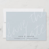 ミニマリストスクリプトダスティブルー日付カードを保存 招待状 (正面)