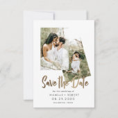 ミニマリストスクリプトツー写真セーブザデート 招待状 (正面)