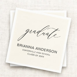 ミニマリストスクリプトニュートラルクリームベージュ卒業 スタンダードカクテルナプキン