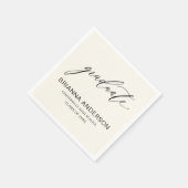 ミニマリストスクリプトニュートラルクリームベージュ卒業 スタンダードカクテルナプキン (角)