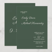 ミニマリストスクリプトハイランドモスグリーン招待状 招待状 (正面/裏面)