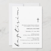 ミニマリストスクリプトバプテスマタイポグラフィ 招待状 (正面)