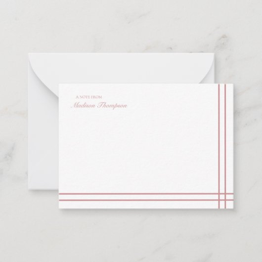 ミニマリストスクリプトピンクツーサイドダブル縁ど ノートカード (正面)