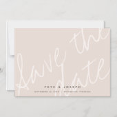 ミニマリストスクリプトピンクベージュスクリプト日付を保存 マグネット招待状 (正面)