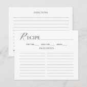 ミニマリストスクリプトブライダルシャワーレシピカード。 エンクロージャーカード (正面/裏面)