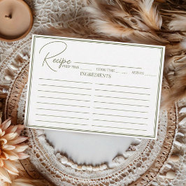 ミニマリストスクリプトブライダルシャワーレシピカード。 エンクロージャーカード