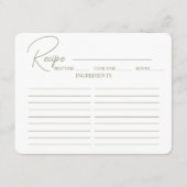 ミニマリストスクリプトブライダルシャワーレシピカード。 エンクロージャーカード (正面)