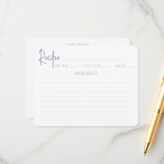 ミニマリストスクリプトブライダルシャワーレシピカード。 エンクロージャーカード (正面/裏面インサイチュ)