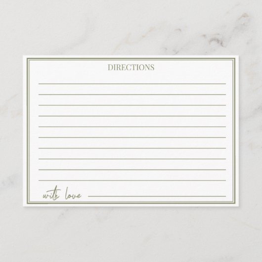ミニマリストスクリプトブライダルシャワーレシピカード。 エンクロージャーカード (裏面)