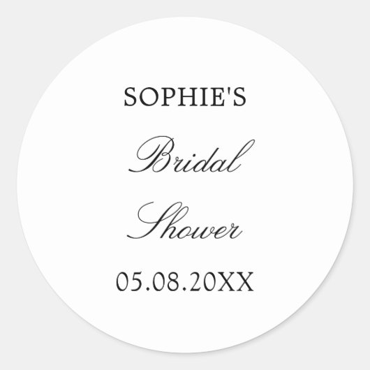 ミニマリストスクリプトブライダルシャワー ラウンドシール (正面)