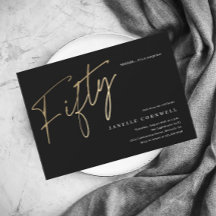 ミニマリストスクリプトブラックと金ゴールド50誕生日