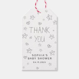 ミニマリストスクリプトブラックサンキューベビーシャワー ギフトタグ