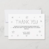 ミニマリストスクリプトブラックサンキューベビーシャワー サンキューカード (正面)