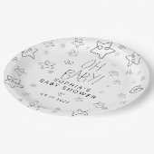 ミニマリストスクリプトブラックベビーシャワー ペーパープレート (アングル)