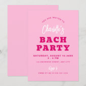 ミニマリストスクリプトホットピンクバモダンックパーティー 招待状 (正面/裏面)