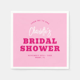 ミニマリストスクリプトホットピンクブライダルシャワー スタイリッシュ スタンダードカクテルナプキン