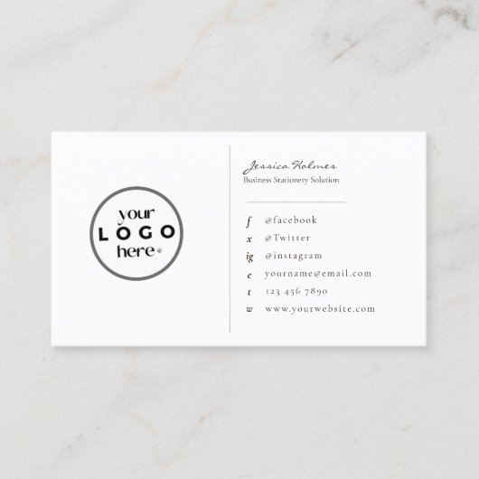 ミニマリストスクリプトホワイトカスタムブランディング 名刺 (正面)