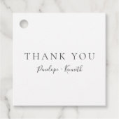 ミニマリストスクリプトホワイトカモダンスタムウェディング フェイバータグ (正面)