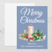 ミニマリストスクリプトメリークリスマスダスティブルー シーズンカード (正面/裏面)