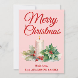 ミニマリストスクリプトメリークリスマス赤面ピンク シーズンカード