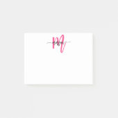 ミニマリストスクリプトモノグラム名ホットピンク ポストイット (正面)