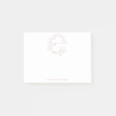 ミニマリストスクリプトモノグラム名赤面ダスティピンク ポストイット (正面)