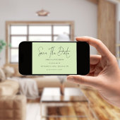 ミニマリストスクリプトライムクリームグリーン日付の保存 セーブザデート