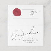 ミニマリストスクリプトレッドワックススタンプテー企業のブル プレイスカード (外部開封)