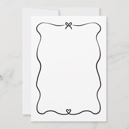 ミニマリストスクリプト可愛い弓ハートフレーム結婚ズ 招待状 (裏面)