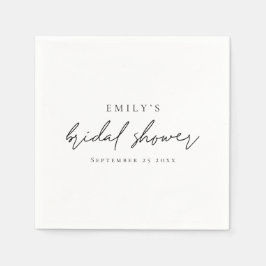 ミニマリストスクリプト名の日付ブライダルシャワー スタンダードカクテルナプキン