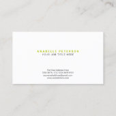 ミニマリストスクリプト名イニシャル |ライムグリーン 名刺 (裏面)