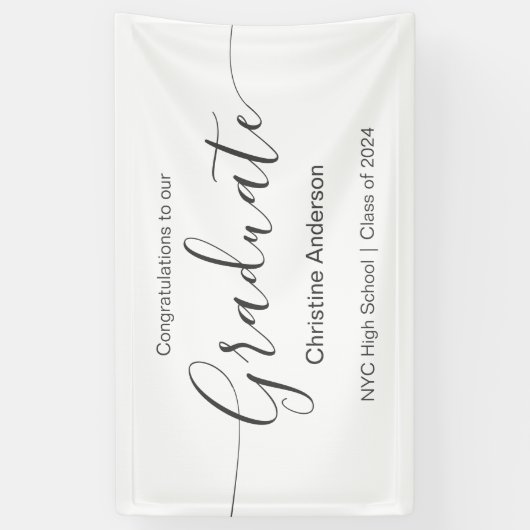 ミニマリストスクリプト型卒業パーティー 横断幕 (縦)