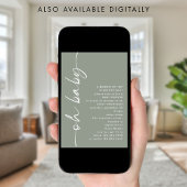 ミニマリストスクリプト女の子または男の子のセージああ赤ちゃんシャワー 招待状