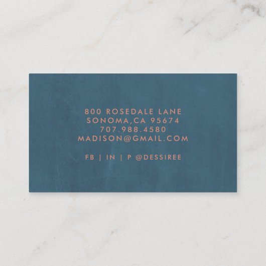 ミニマリストスクリプト焼きシエナダスティブルー 名刺 (裏面)