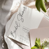 ミニマリストスクリプト白黒ブライダルシャワー 招待状