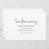 ミニマリストスクリプト白黒救QR夕べ セーブザデート (正面/裏面)