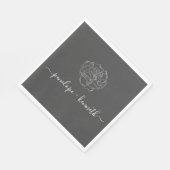 ミニマリストスクリプト花白黒結婚の スタンダードランチョンナプキン (角)