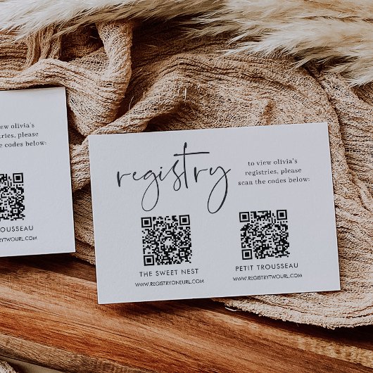 ミニマリストスクリプト複数ギフトレジストリ エンクロージャーカード