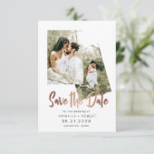 ミニマリストスクリプト2枚の写真でSave The Date 招待状 (スタンド正面)